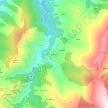 Mappa topografica Molexón, altitudine, rilievo