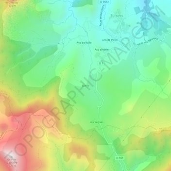 Mappa topografica Gierre, altitudine, rilievo