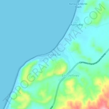 Mappa topografica Punta Sal, altitudine, rilievo