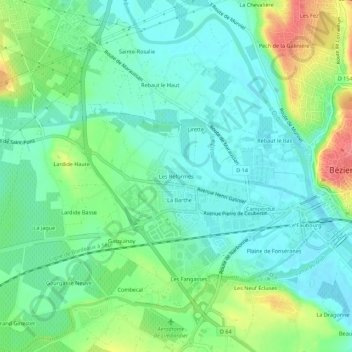 Mappa topografica Les Réformés, altitudine, rilievo