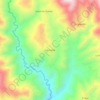 Mappa topografica Las Cidras, altitudine, rilievo