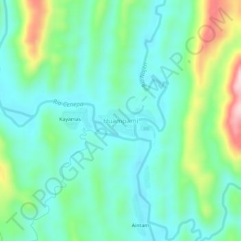 Mappa topografica Huampami, altitudine, rilievo