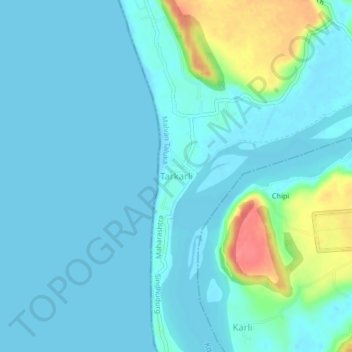 Mappa topografica Tarkarli, altitudine, rilievo