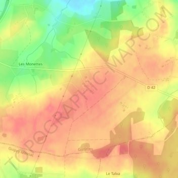 Mappa topografica Coimur, altitudine, rilievo
