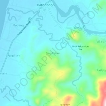 Mappa topografica San Rafael, altitudine, rilievo