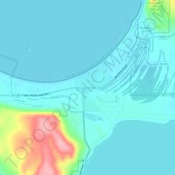 Mappa topografica Glen Arbor, altitudine, rilievo