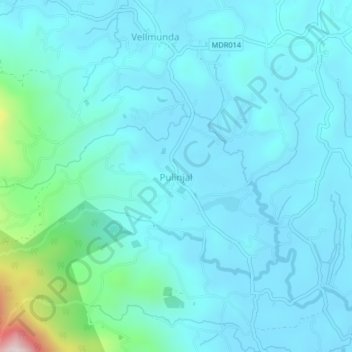 Mappa topografica Pulinjal, altitudine, rilievo