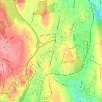 Mappa topografica Summit, altitudine, rilievo