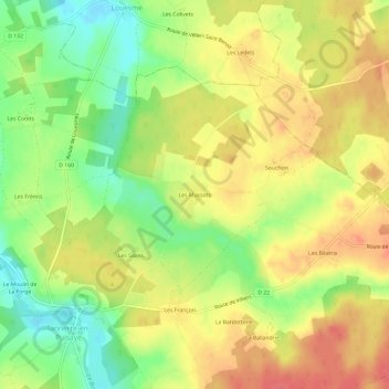 Mappa topografica Les Mussots, altitudine, rilievo