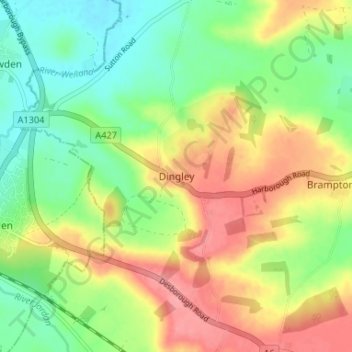 Mappa topografica Dingley, altitudine, rilievo