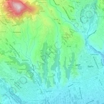 Mappa topografica Vandorno, altitudine, rilievo