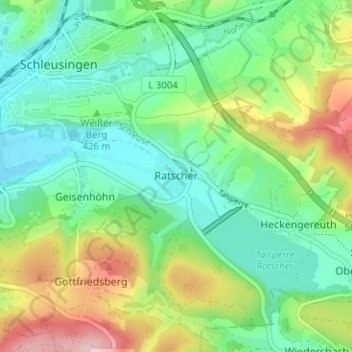 Mappa topografica Ratscher, altitudine, rilievo