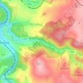 Mappa topografica Lößnitztal, altitudine, rilievo