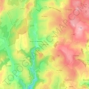 Mappa topografica Chabassiere, altitudine, rilievo