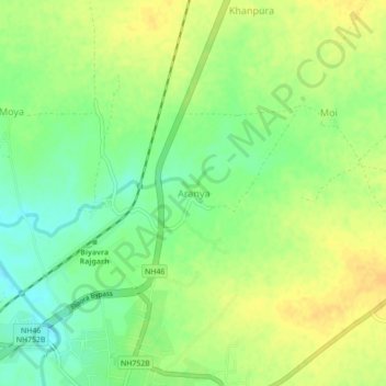 Mappa topografica Aranya, altitudine, rilievo