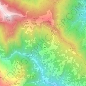 Mappa topografica Cumin, altitudine, rilievo