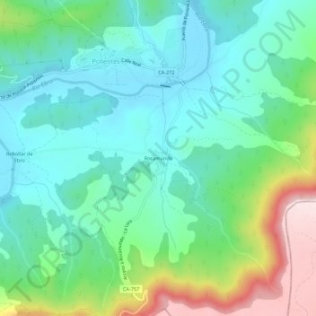 Mappa topografica Rocamundo, altitudine, rilievo