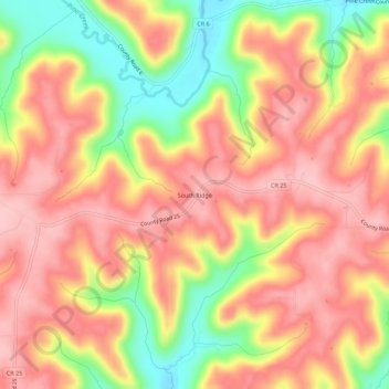 Mappa topografica South Ridge, altitudine, rilievo