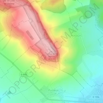 Mappa topografica Côte de Delme, altitudine, rilievo