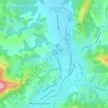 Mappa topografica Viodos, altitudine, rilievo