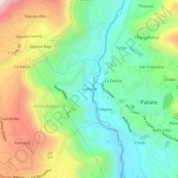 Mappa topografica La Playa, altitudine, rilievo