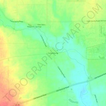 Mappa topografica Cartersburg, altitudine, rilievo