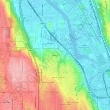 Mappa topografica Glendale, altitudine, rilievo