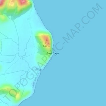 Mappa topografica East Cape, altitudine, rilievo