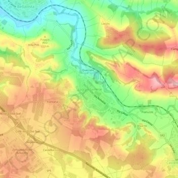 Mappa topografica Staggia Senese, altitudine, rilievo