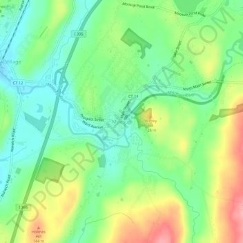 Mappa topografica Moosup, altitudine, rilievo