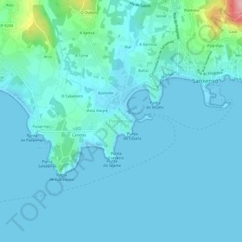 Mappa topografica Portonovo, altitudine, rilievo