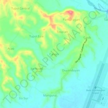 Mappa topografica Calayo, altitudine, rilievo