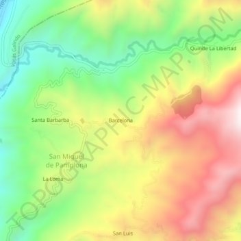 Mappa topografica Barcelona, altitudine, rilievo