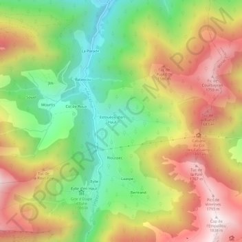 Mappa topografica Morère Rouge, altitudine, rilievo