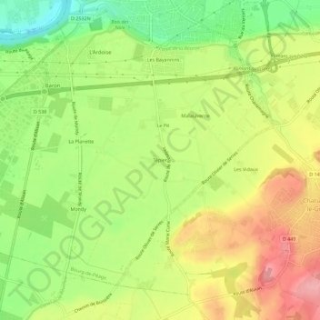 Mappa topografica Tépier, altitudine, rilievo