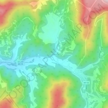 Mappa topografica Linwood, altitudine, rilievo