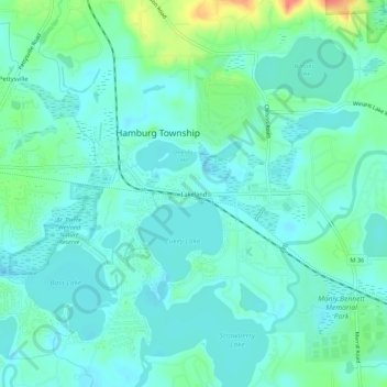Mappa topografica Lakeland, altitudine, rilievo