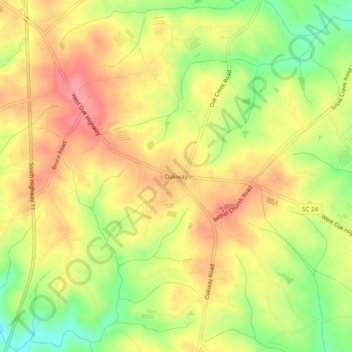 Mappa topografica Oakway, altitudine, rilievo