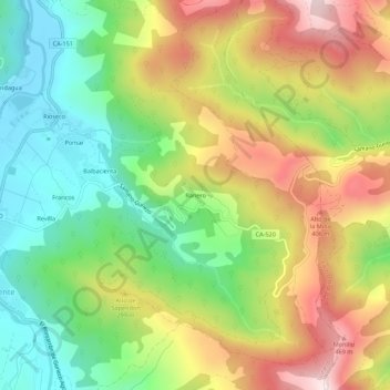 Mappa topografica Ranero, altitudine, rilievo