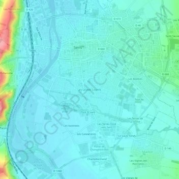 Mappa topografica Les Grands Courtils, altitudine, rilievo
