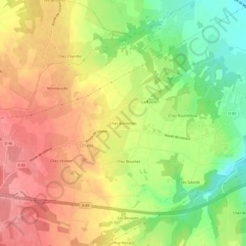 Mappa topografica Chez Bontemps, altitudine, rilievo