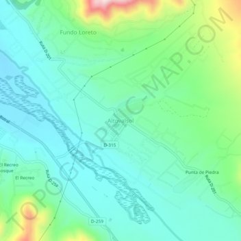 Mappa topografica Altovalsol, altitudine, rilievo