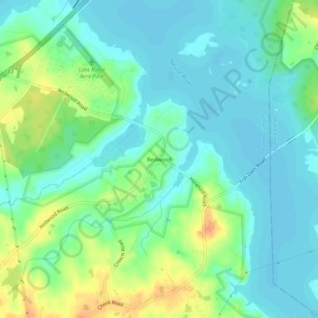 Mappa topografica Redwood, altitudine, rilievo
