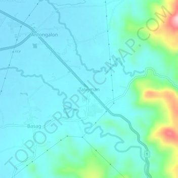 Mappa topografica Taligman, altitudine, rilievo