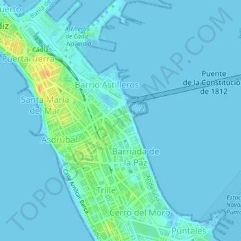 Mappa topografica Parque del Gadir, altitudine, rilievo