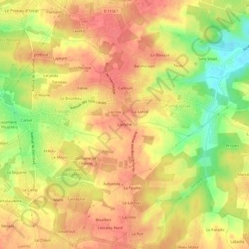 Mappa topografica Laroche, altitudine, rilievo