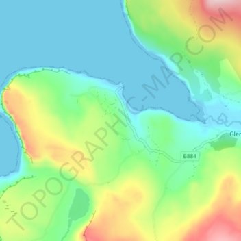 Mappa topografica Milovaig, altitudine, rilievo