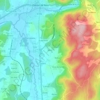 Mappa topografica Marán, altitudine, rilievo