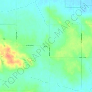 Mappa topografica Kesley, altitudine, rilievo