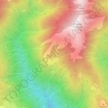 Mappa topografica Margarone, altitudine, rilievo